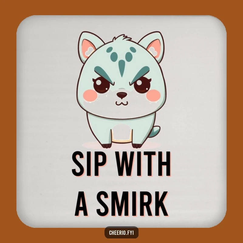Funny Stern Animal Coaster: Cute Character's Tiny Smile, Protective Funny Gift!