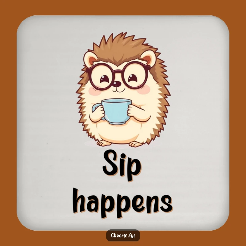 Funny Hedgehog Coaster: Specs & Tea - Table Protection Gift
