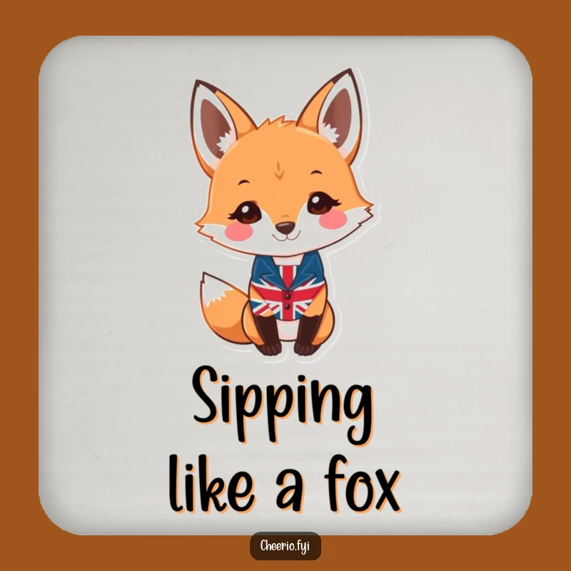 Funny Fox Union Jack Coaster - Protect Surfaces with Wit