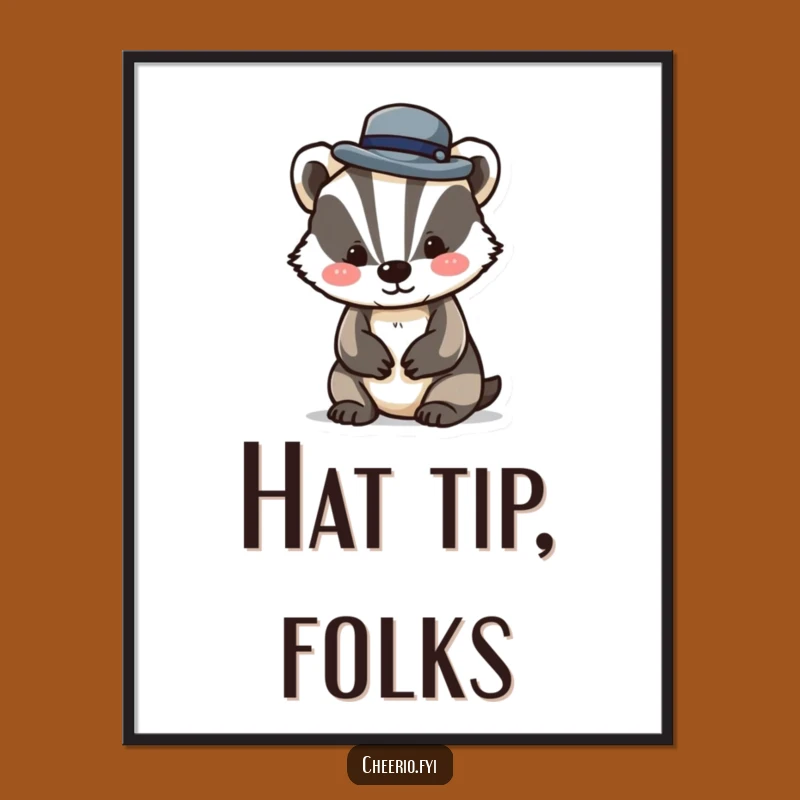 Funny Badger Bowler Hat Poster: Dapper Character, Wall Art for Humorous Spaces