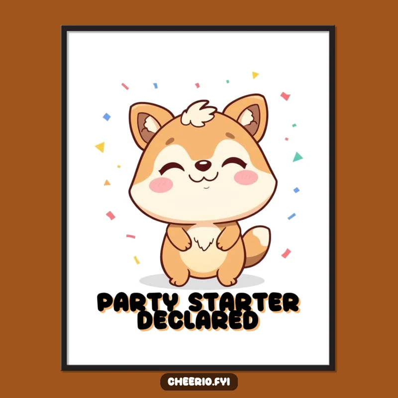 Funny Confetti Animal Poster: Smirking Celebration - Festive Wall Art & Funny Gift