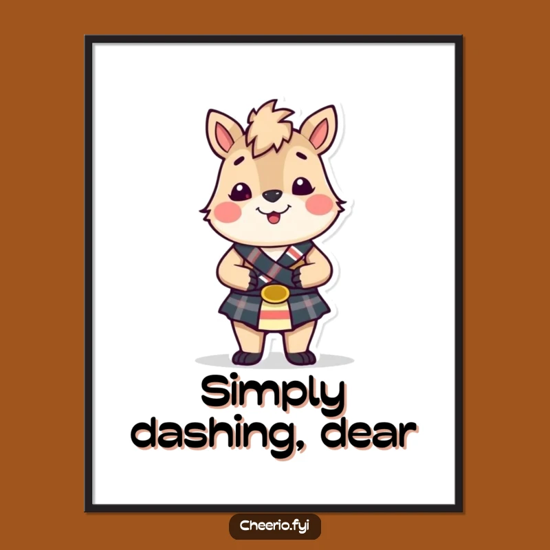 Funny Kilted British Animal Poster: Cheerful Scottish Art, Ideal Funny Gift!