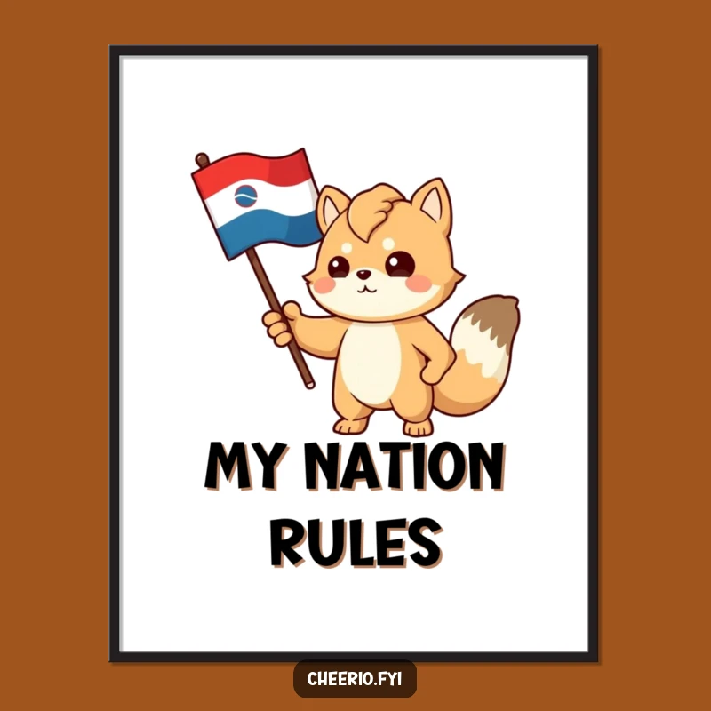 Funny Patriotic Art Poster: Proud Animal Flag Gesture - Wall Decor Gift