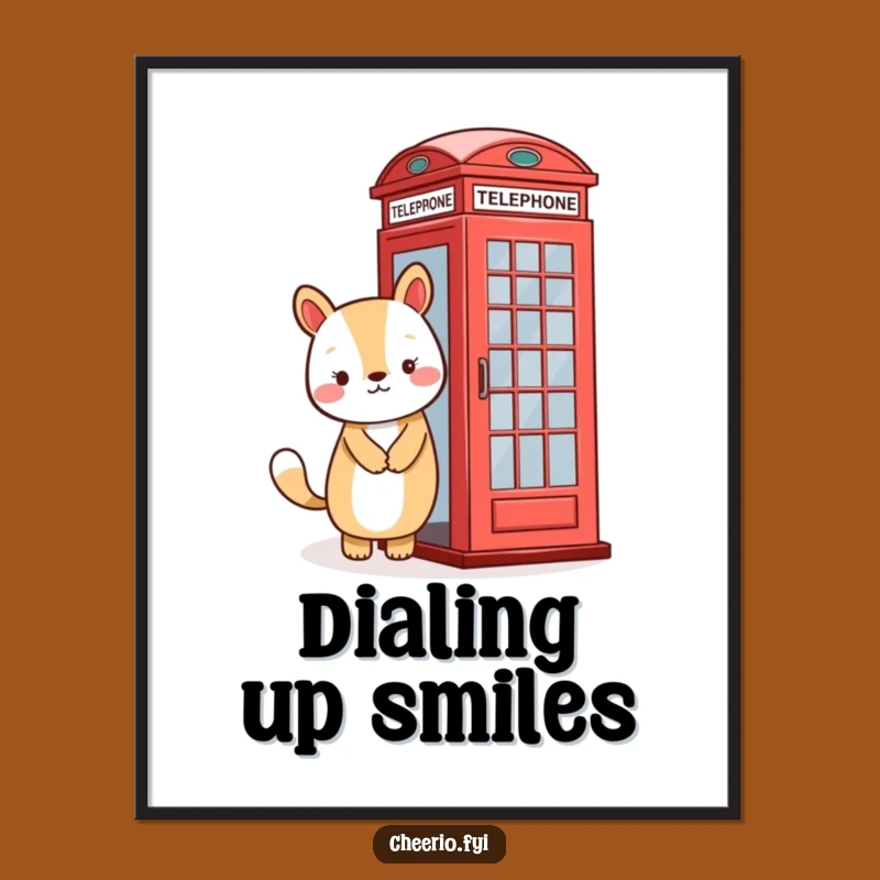 Funny Phone Booth Poster: Vintage Charm with a Friendly Animal's Cheerful Smile