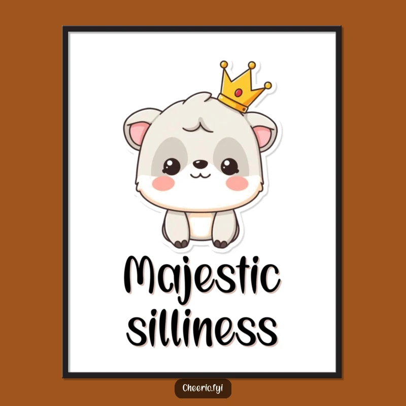 Funny Royal Animal Poster: Art Print of Crowned Character, Lovely Funny Gift