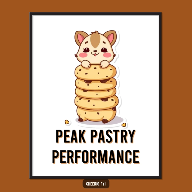 Funny Scone Balancing Animal Poster: Art Print of Playful Character, Lovely Funny Gift