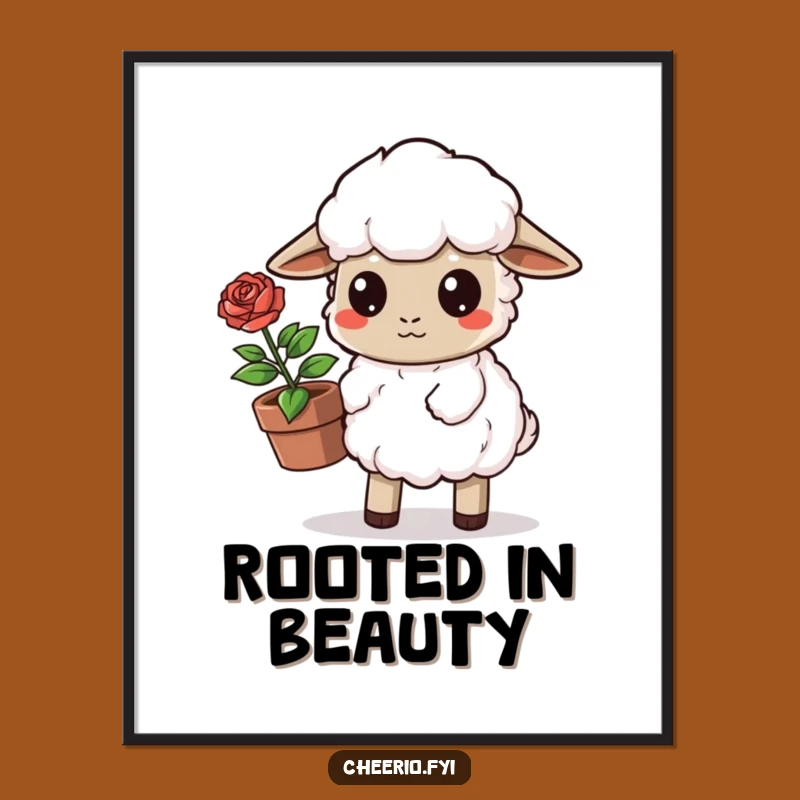 Funny Sheep Rose Poster - Determined Wall Art Gift