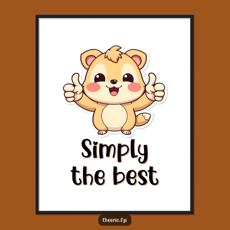 Funny Happy Bear Poster: Joyful Thumbs Up Wall Art