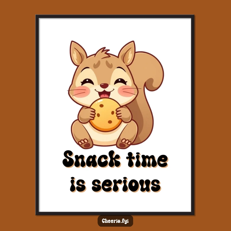 Funny Squirrel Poster - Delighted Biscuit Wall Art for Nature Lovers