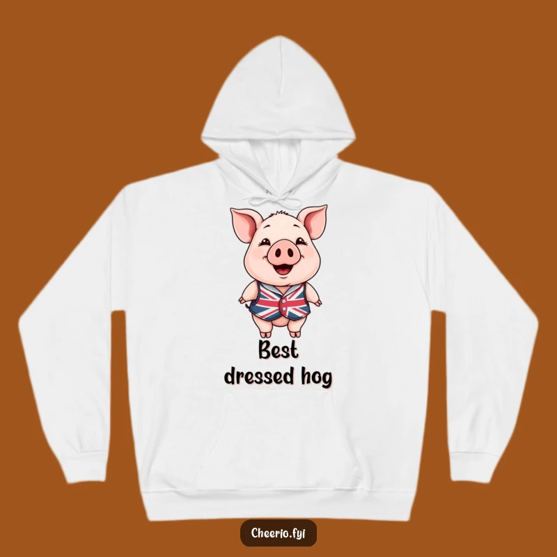 Funny Happy Pig Hoodie - Cozy Union Jack Apparel, The Ultimate Funny Gift!
