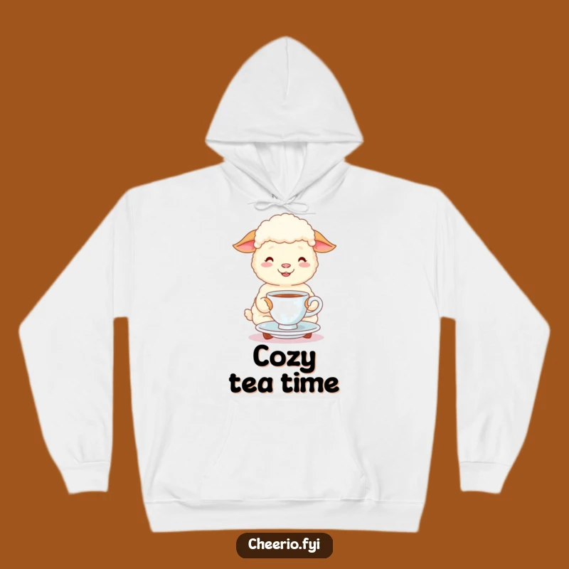 Cozy Funny Sheep Tea Time Hoodie: Warm & Whimsical Comfort Gift