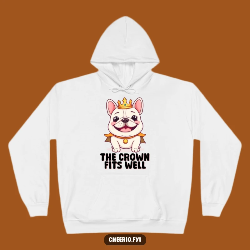 Funny Bulldog King Hoodie, Regal Smile Perfect Cozy Gift