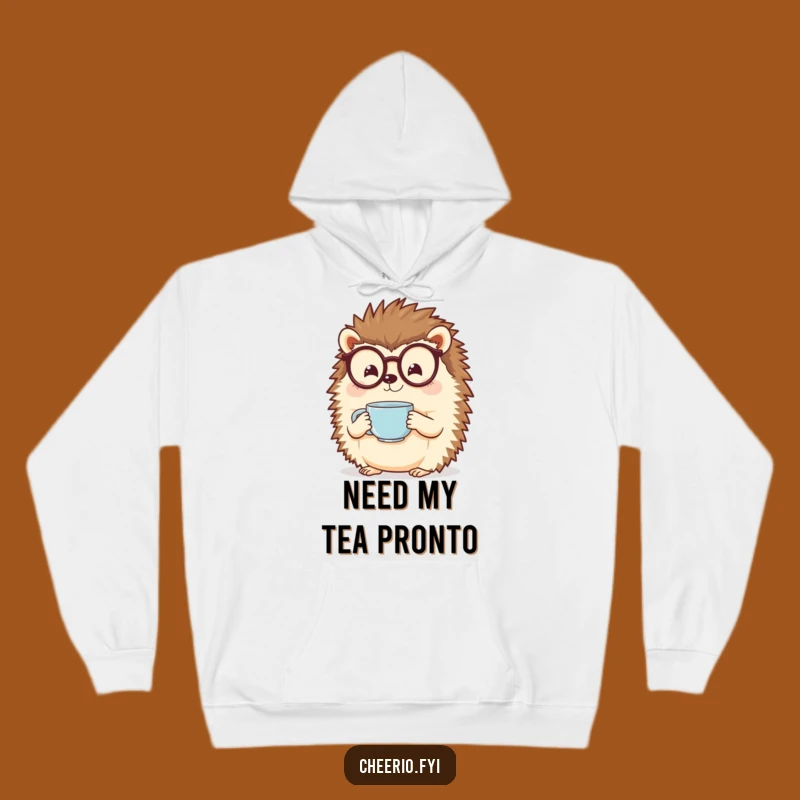 Funny Hedgehog Hoodie: Specs & Tea - Cozy & Cheerful Gift