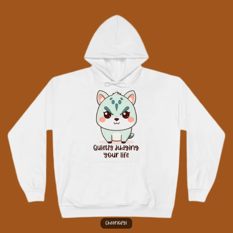 Funny Stern Animal Hoodie: Cute Character's Subtle Smile, Ultimate Funny Gift!