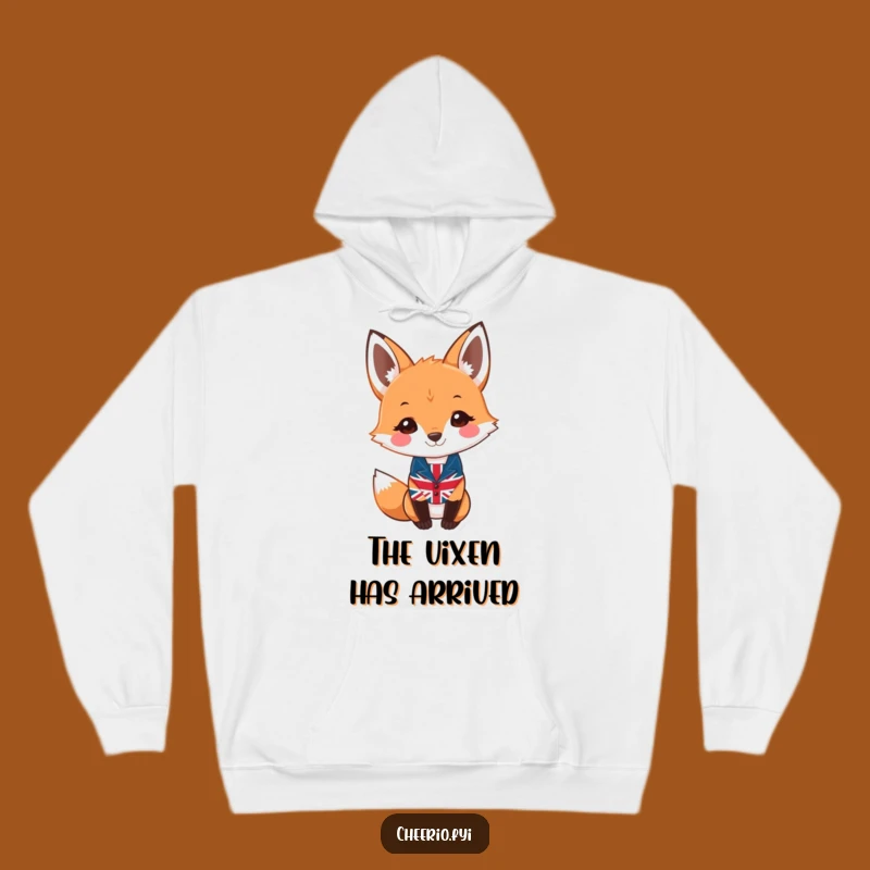 Funny Fox Union Jack Hoodie - Cozy & Witty British Comfort