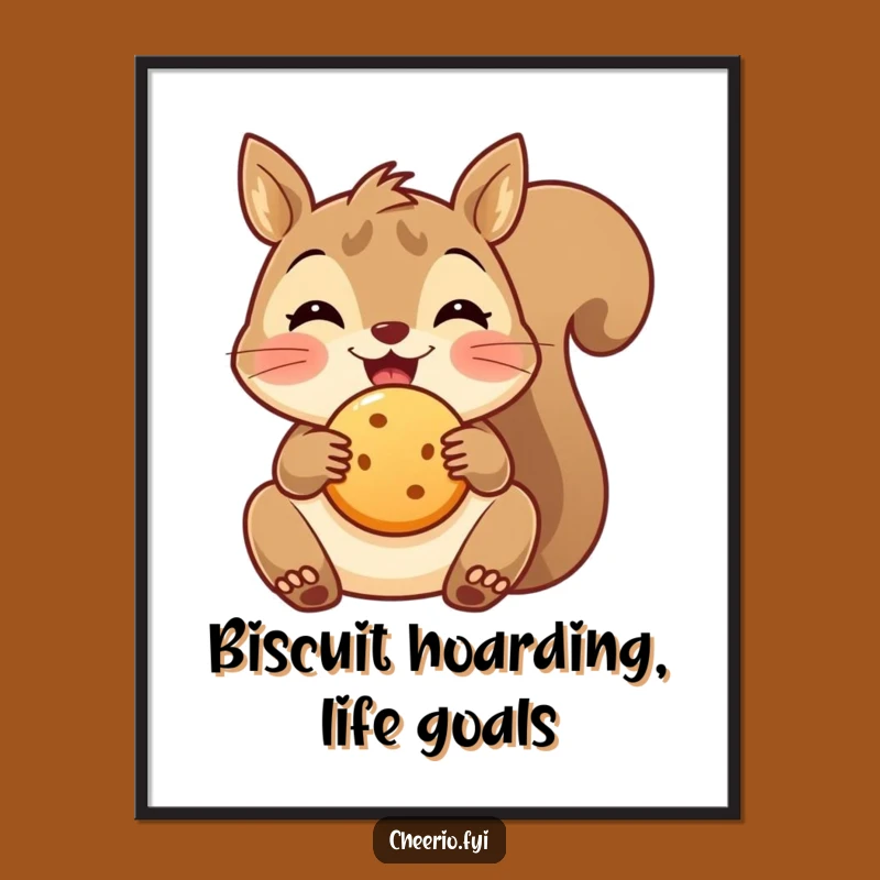 Free Printable Wall Art: Squirrel Snack, Cute Animal Humor Downloadable Decor