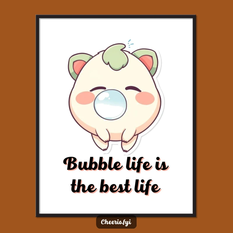 Funny Free Printable Wall Art: Creature Blowing Bubbles - Downloadable Whimsy!