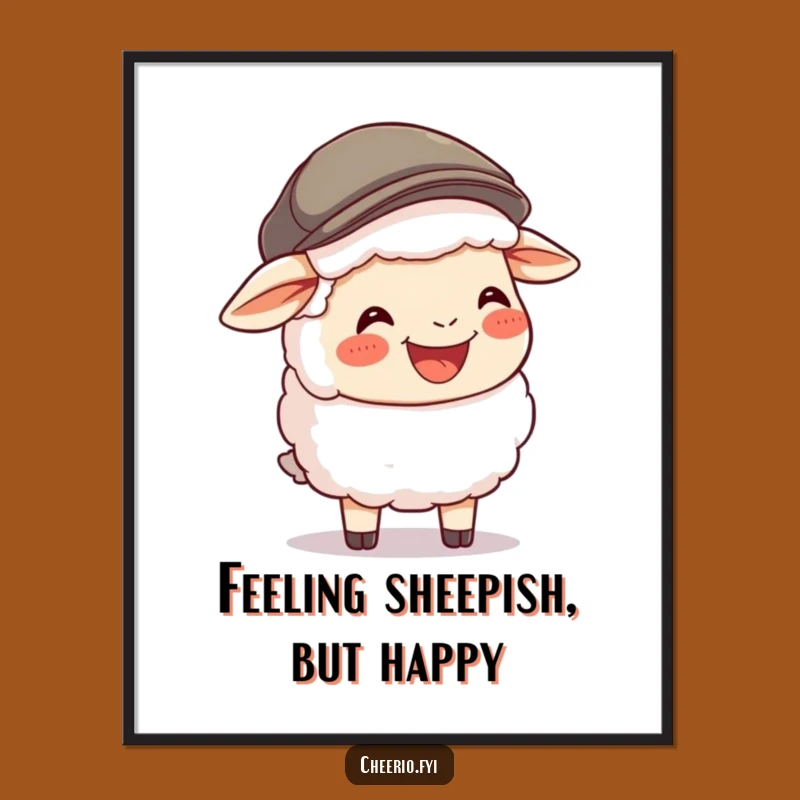 Free Printable Wall Art: Happy Sheep Laughing Flat Cap Funny Downloadable Decor