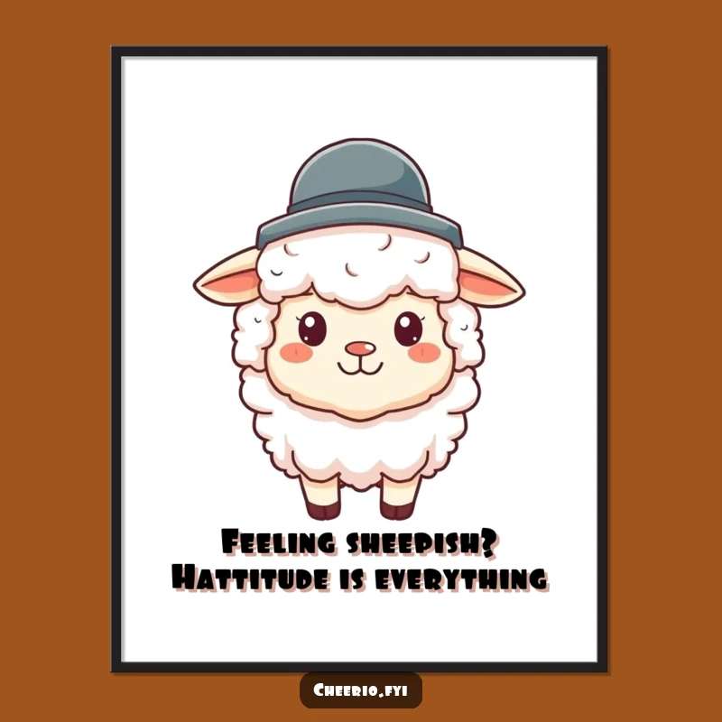 Free Printable Wall Art: Funny Sheep with Bowler Hat - Hilarious Downloadable Decor Gift