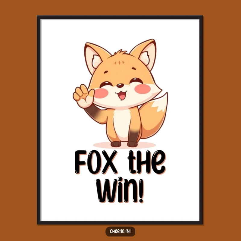Funny Free Printable Wall Art: Cheerful Fox Cheers, Downloadable Art