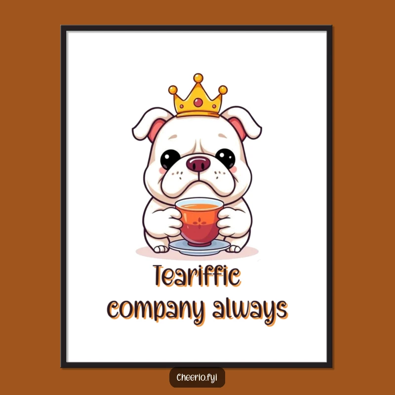 Free Printable Royal Bulldog Tea Art - DIY Downloadable Decor Gift