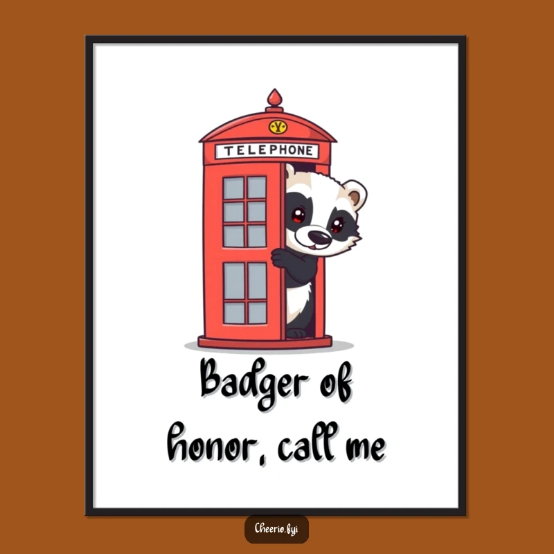 Free Printable Wall Art: Curious Badger, Funny British Humor Downloadable Decor