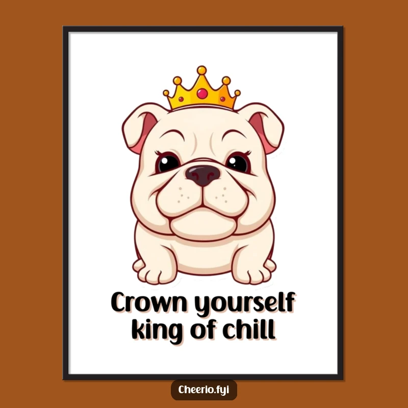 Free Printable Wall Art: Jolly Bulldog King - Hilarious Downloadable Decor Gift