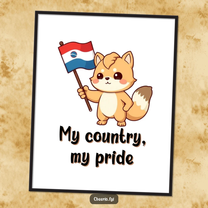 Funny Free Printable Wall Art: A proud animal with a determined expression gestures towards a stylized flag, embodying ambition and spirit.