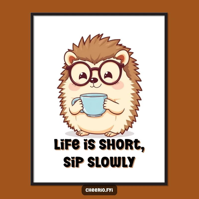 Funny Free Printable Hedgehog Wall Art: Specs & Tea for Cozy Decor!