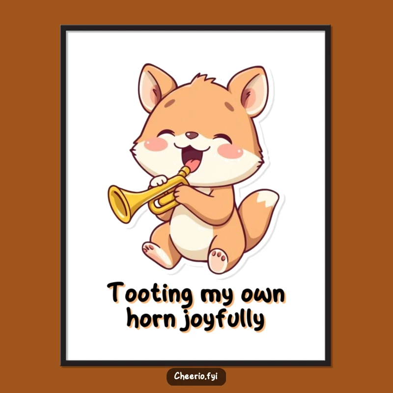 Funny Free Printable Wall Art: Joyful Trumpeter Animation, Quirky Downloadable Decor