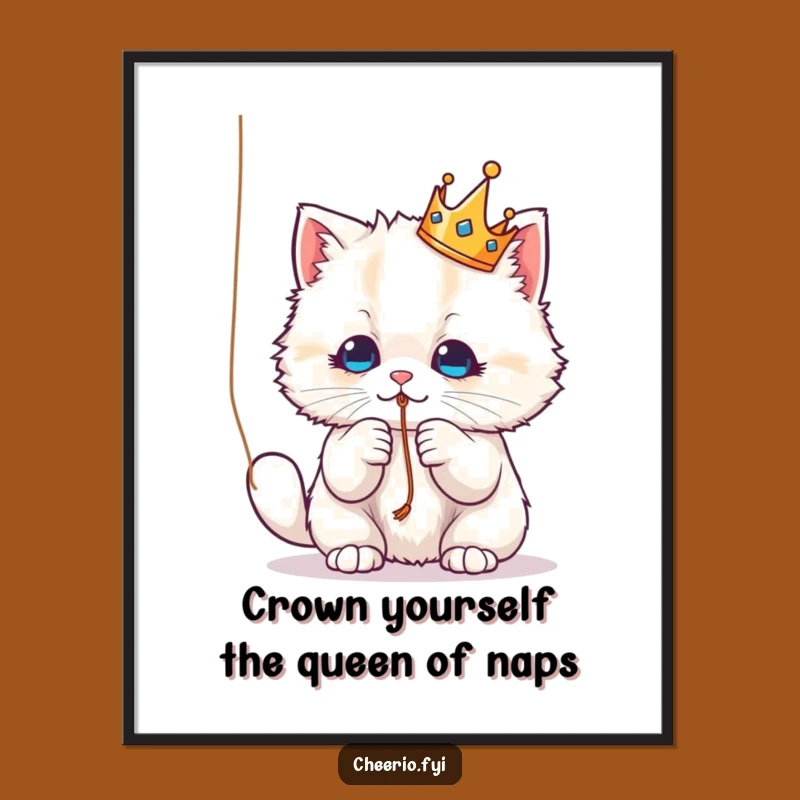 Funny Free Printable Wall Art: Royal Cat Playing Downloadable Decor for Cat Lovers