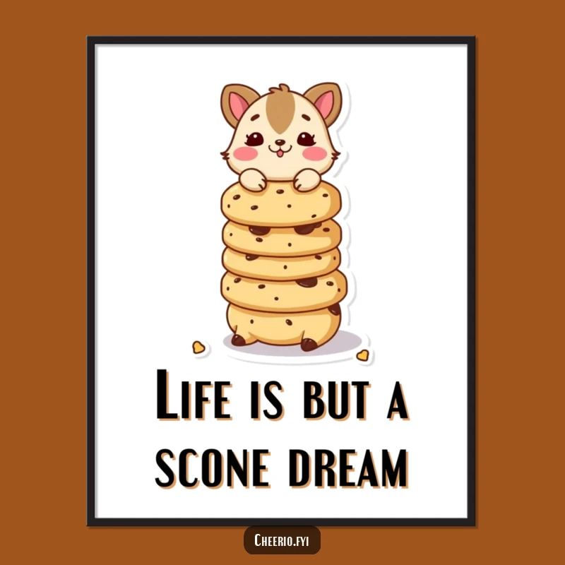 Free Printable Wall Art: Scone Balancing Animal Humor Downloadable Art Gift