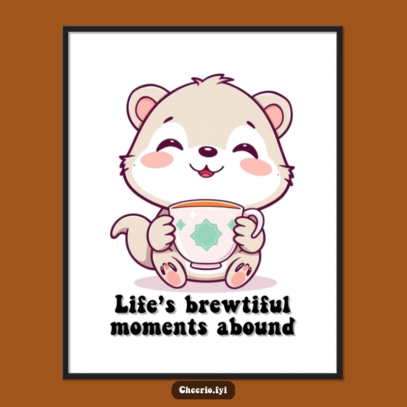 Free Printable Wall Art: Cute Animal Tea Time Humor Downloadable Art Gift