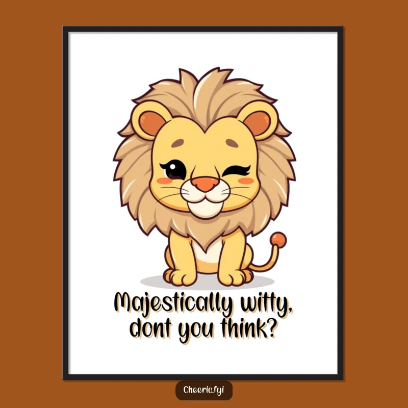 Free Printable Wall Art: Proud Lion Regal Wink Funny Downloadable Decor