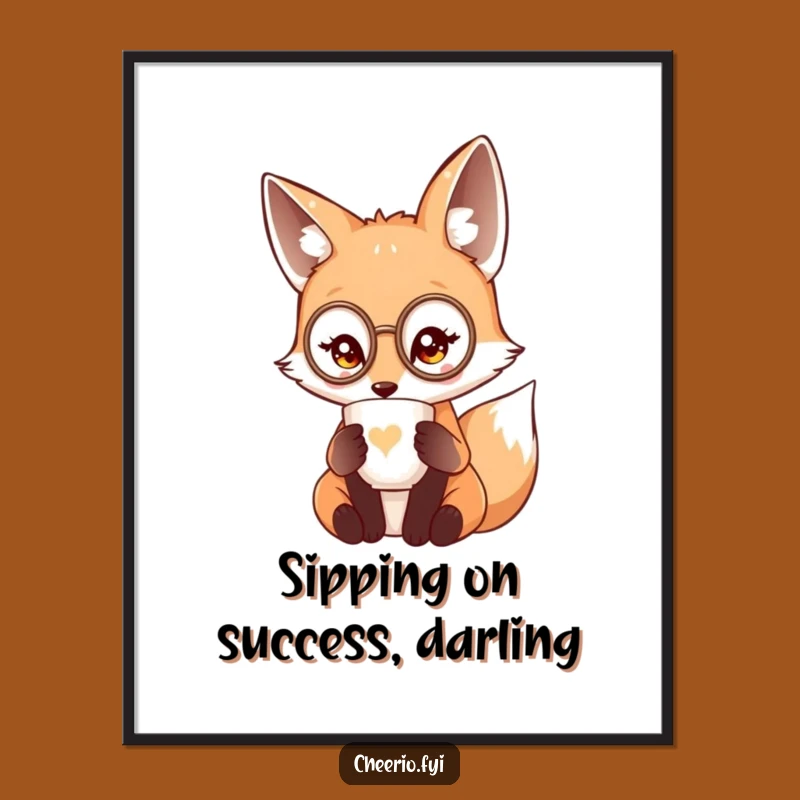 Funny Free Printable Wall Art: Dapper Fox Monocle Tea Art Downloadable