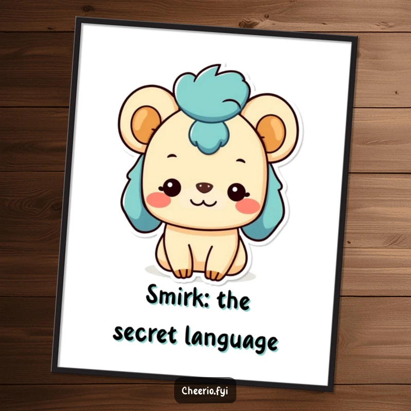 Funny Free Printable Wall Art showcasing a smiling animal character sharing a subtle, pleased smirk, adding a touch of clever wit to any room.