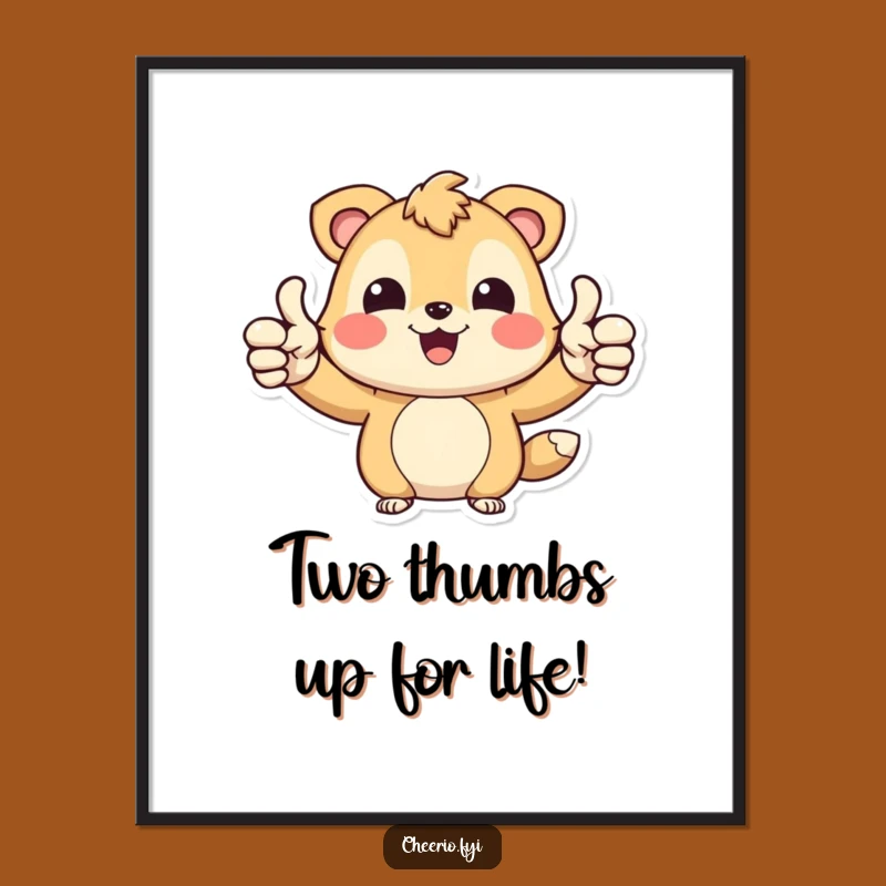 Free Printable Wall Art: Joyful Animal Thumbs Up - Funny Downloadable Decor Gift