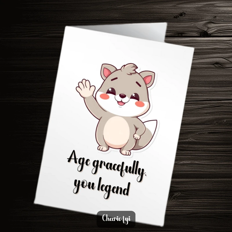 Funny Free Printable Birthday Card featuring a smirking animal pal giving a jaunty wave with a huge grin.