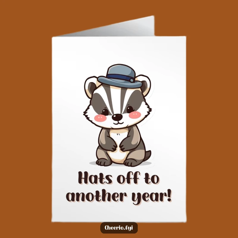 Free Printable Birthday Card: Badger in Bowler Hat, Funny Downloadable Gift