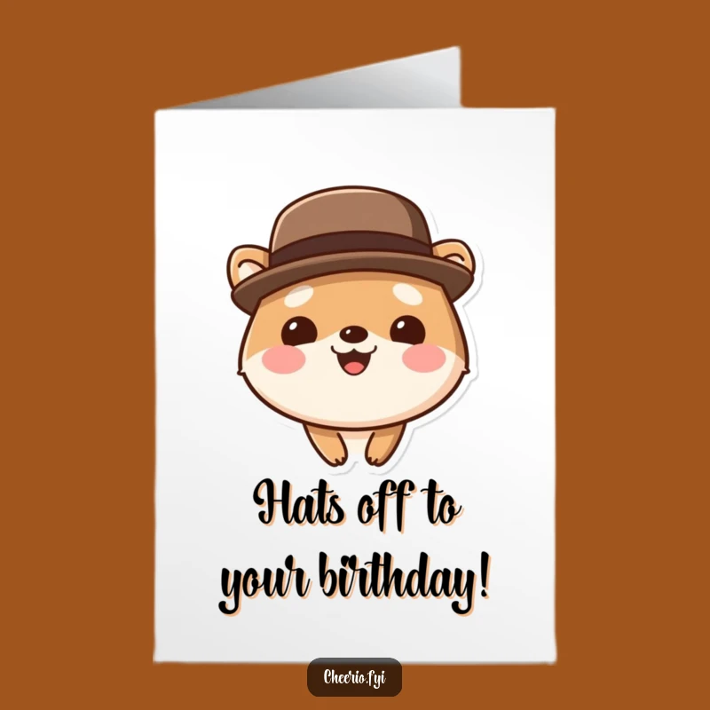 Free Printable Birthday Card: Bowler Hat Animal Funny Smile Card Download