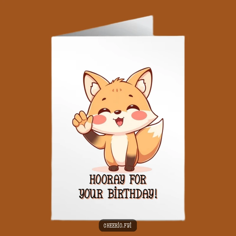 Free Printable Birthday Card: Cheerful Fox Cheers, Funny Downloadable Gift