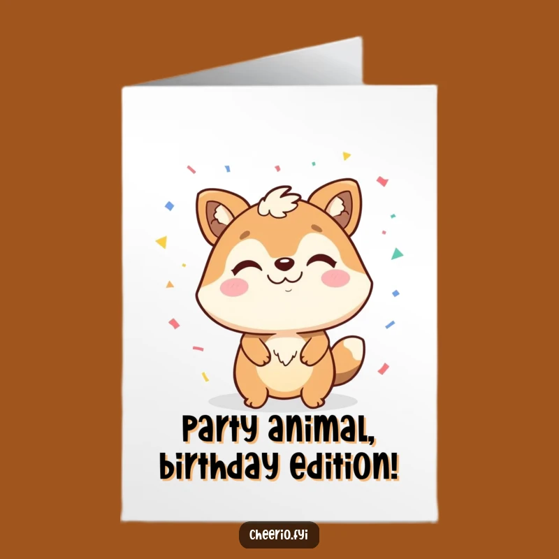Free Printable Birthday Card: Confetti Animal Smirk, Joyful Greeting, Funny Downloadable Gift