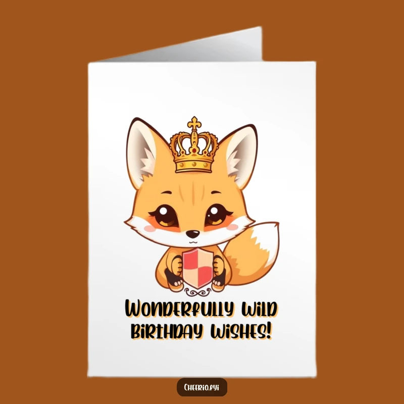 Free Printable Birthday Card: Curious Fox Investigates Royal Crest Digital Download