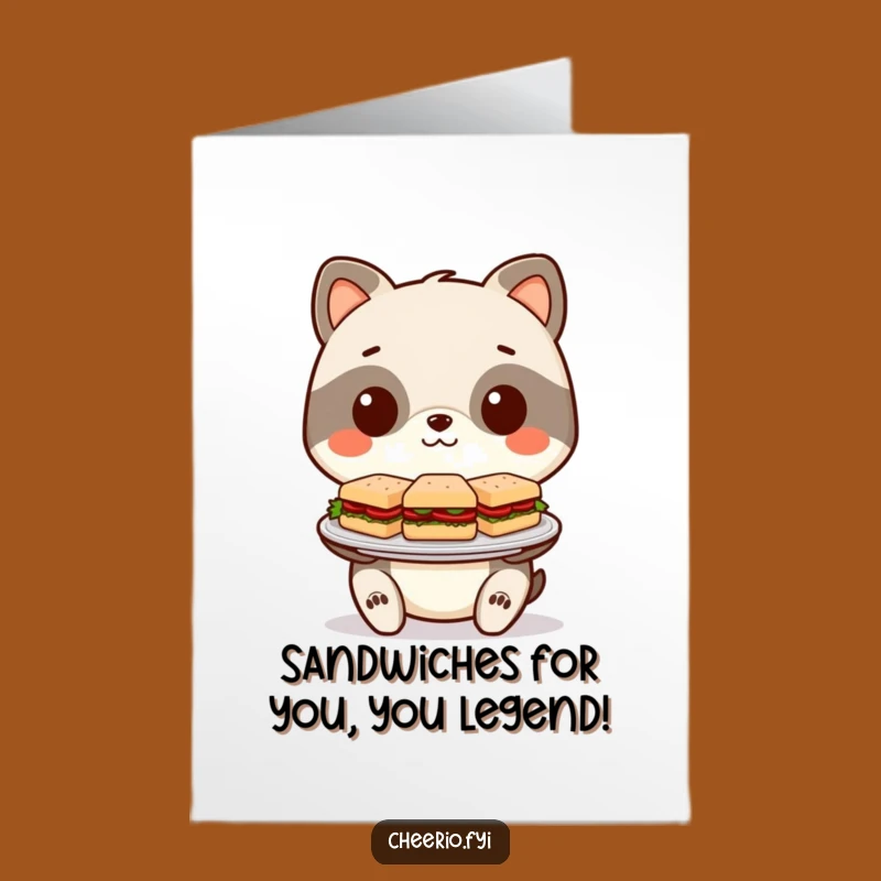 Free Printable Birthday Card: Funny Animal & Mini Sandwiches, Downloadable Joke Gift