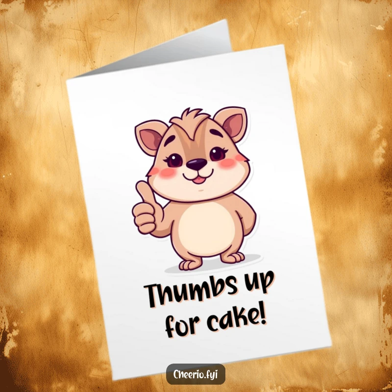 Funny Free Printable Birthday Card: British animal character giving a dignified thumbs-up, a polite and humorous greeting, perfect for DIY.