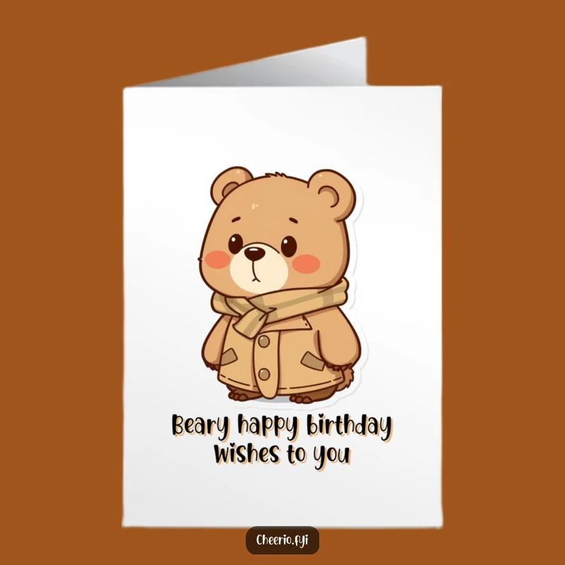 Free Printable Birthday Card: Thoughtful Bear Tweed Funny Downloadable Gift for Him or Her