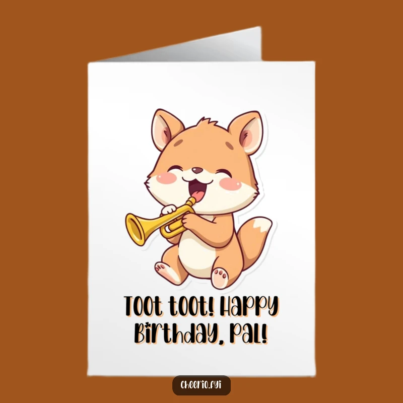 Free Printable Birthday Card: Trumpet Tunes Animal, Joyful Downloadable Gift Greeting