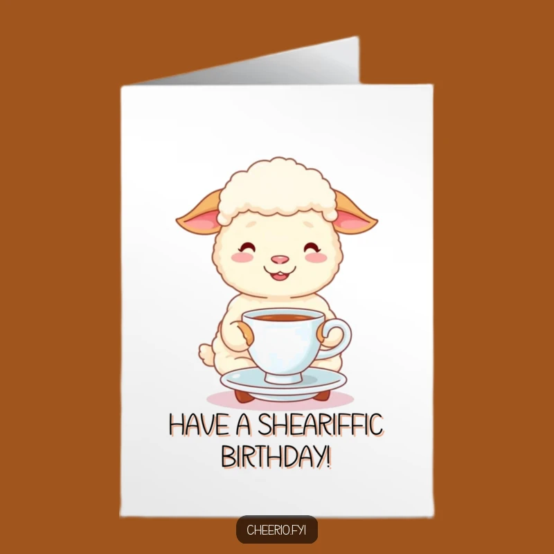Free Printable Sheep Birthday Card: Tea Time Downloadable Gift for Her