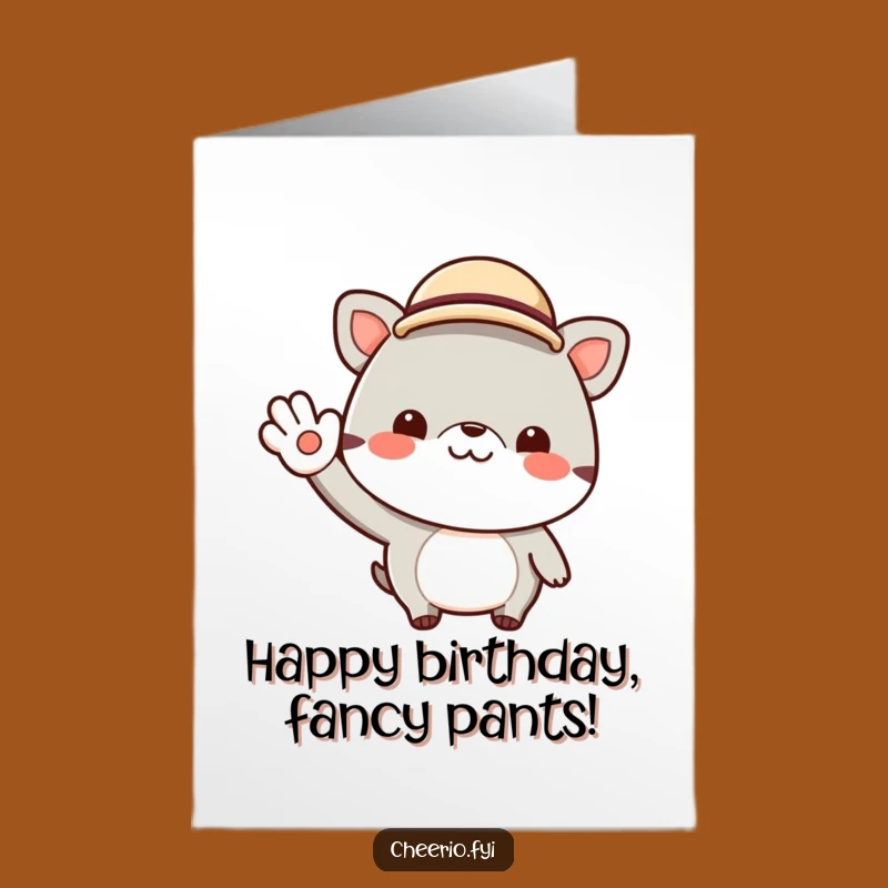 Free Printable Birthday Card: Dapper Animal Wave - Cheerful Wishes Gift