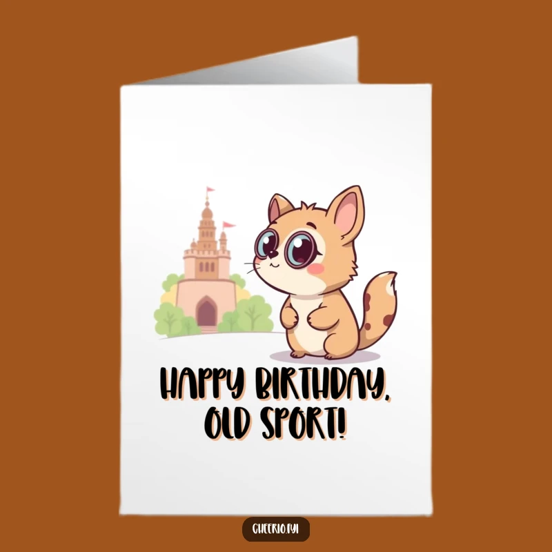 Free Printable Curious Birthday Card: Monocle Animal Downloadable Gift for Explorer